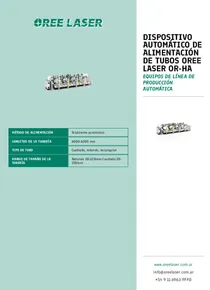 Dispositivo automático de alimentación de tubos Oree Laser OR-HA - Folleto